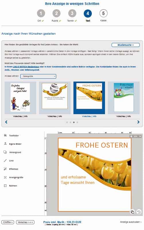 Osteranzeigen online aufgeben
