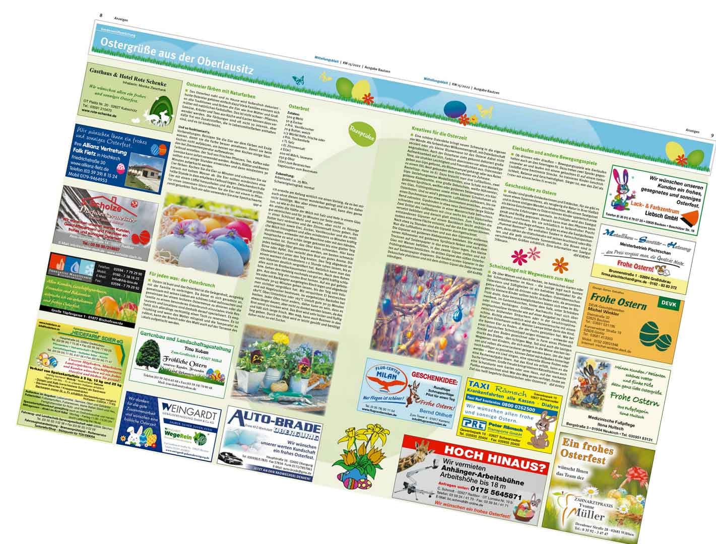 Osteranzeige in der Zeitung aufgeben