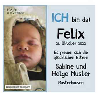 Muster Geburtsanzeige farbig