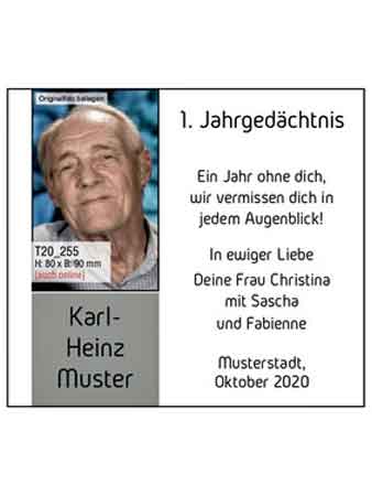 Traueranzeige 1. Jahrgedächtnis Muster Vorlage