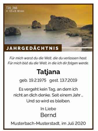 Traueranzeige Jahrgedächtnis Freundin Muster Vorlage