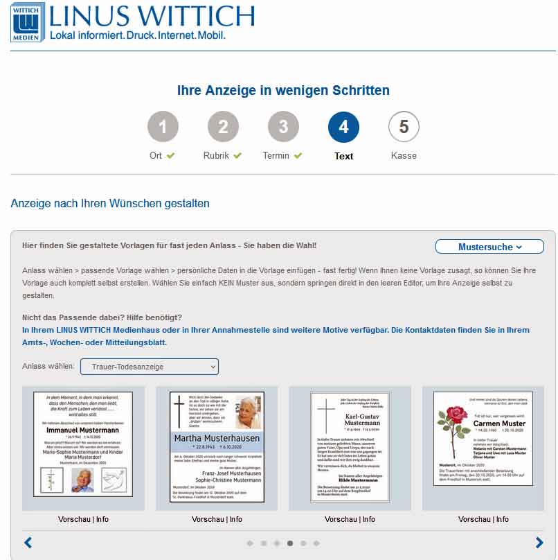 Traueranzeige online gestalten