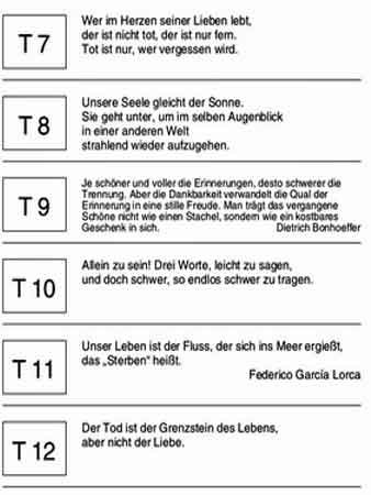 Musterverse für Traueranzeigen