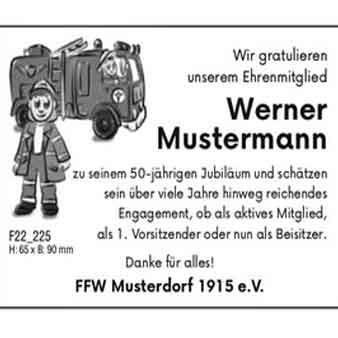 Vereinsanzeigen Jubiläum