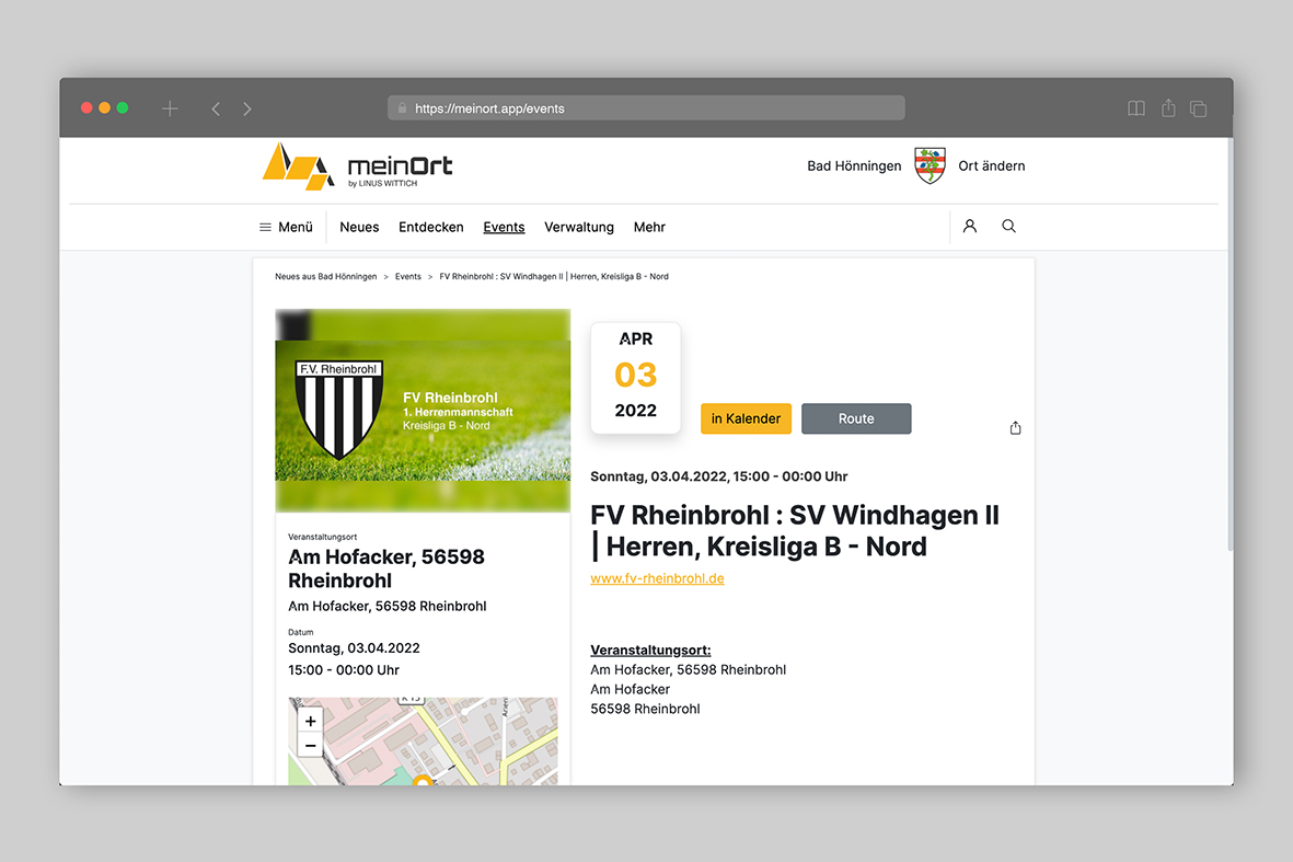 meinOrt-App für Vereine